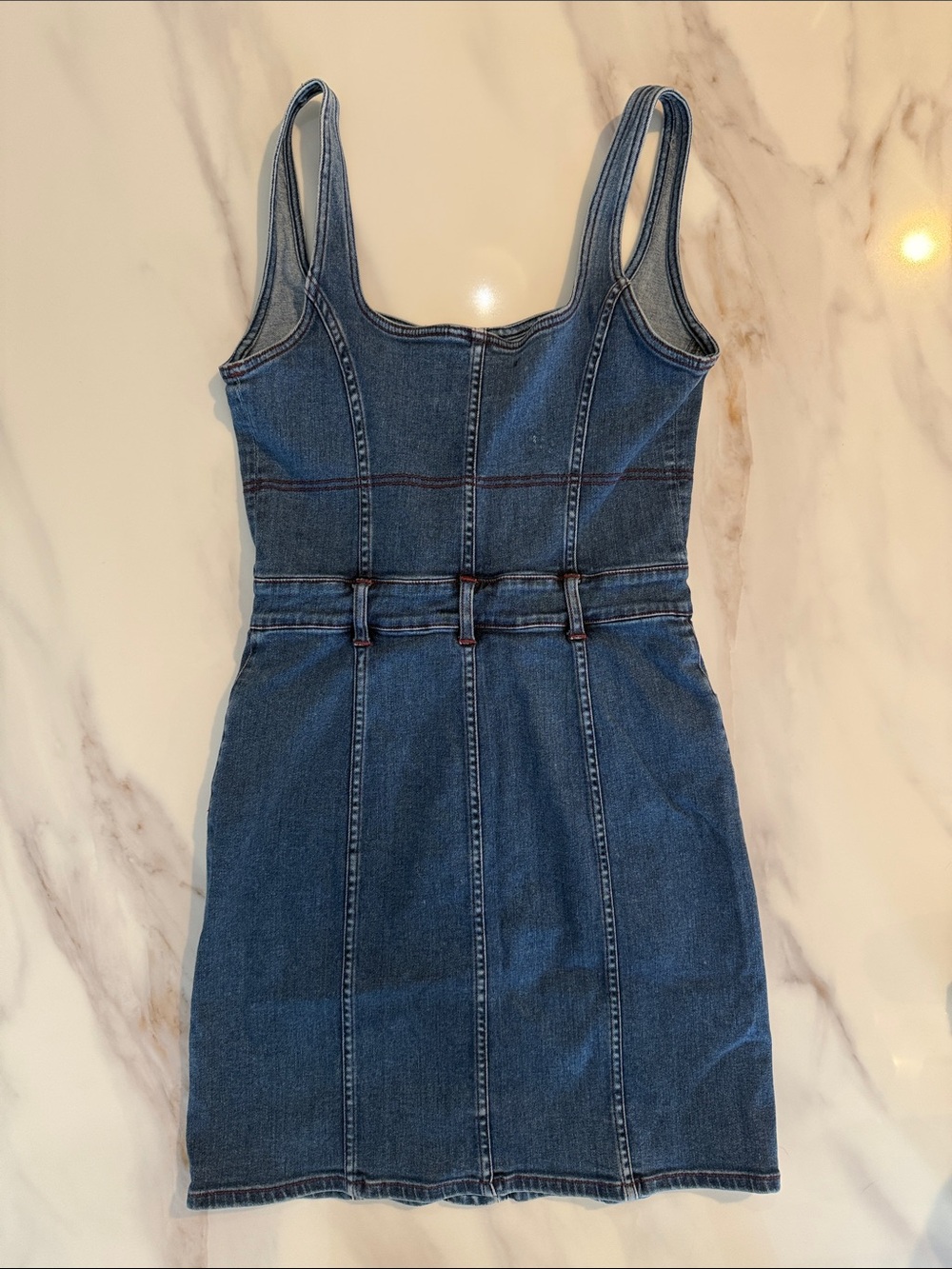 3x1 Denim Shannon Dress Button-Front Jeans Mini Dress Medium Kyla Blue Wash - Picture 11 of 16
